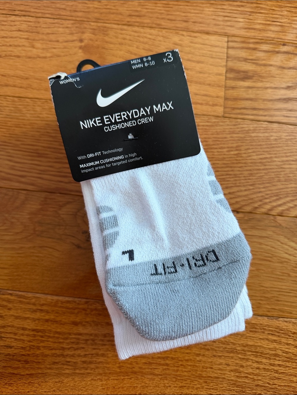 Nike Everyday Max - Cushioned Crew Athletic Socks - White & Gray